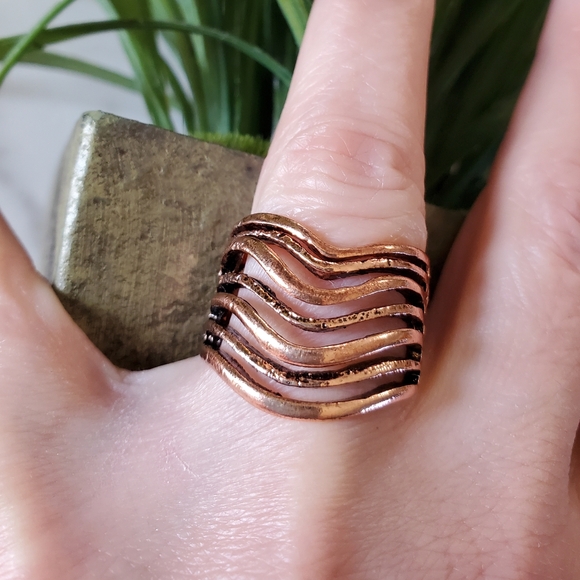 Copper Tone Stretch Band Ring Stack Look  💥3 for $24💥 - Picture 3 of 12